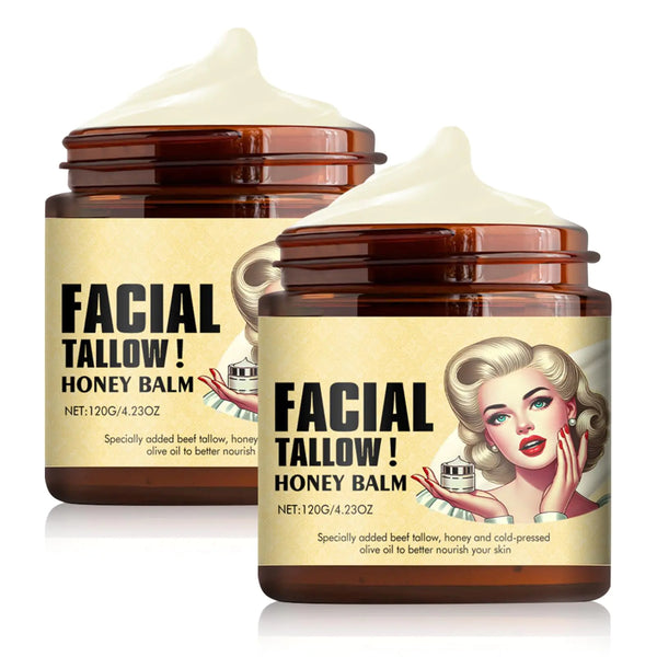 Funfunman Whipped Beef Tallow and Honey Balm Grass Fed Grass Finished Face Cream Whipped Tallow Honey Balm MoisturizerNatural Face and Body Moisturizer(2 Bottles)