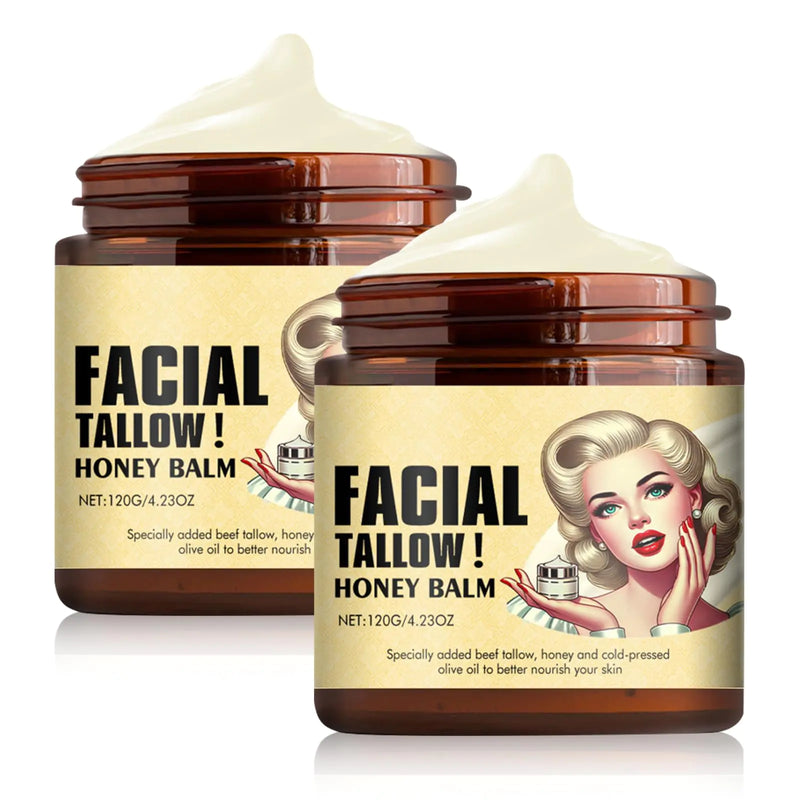 Funfunman Whipped Beef Tallow and Honey Balm Grass Fed Grass Finished Face Cream Whipped Tallow Honey Balm MoisturizerNatural Face and Body Moisturizer(2 Bottles)